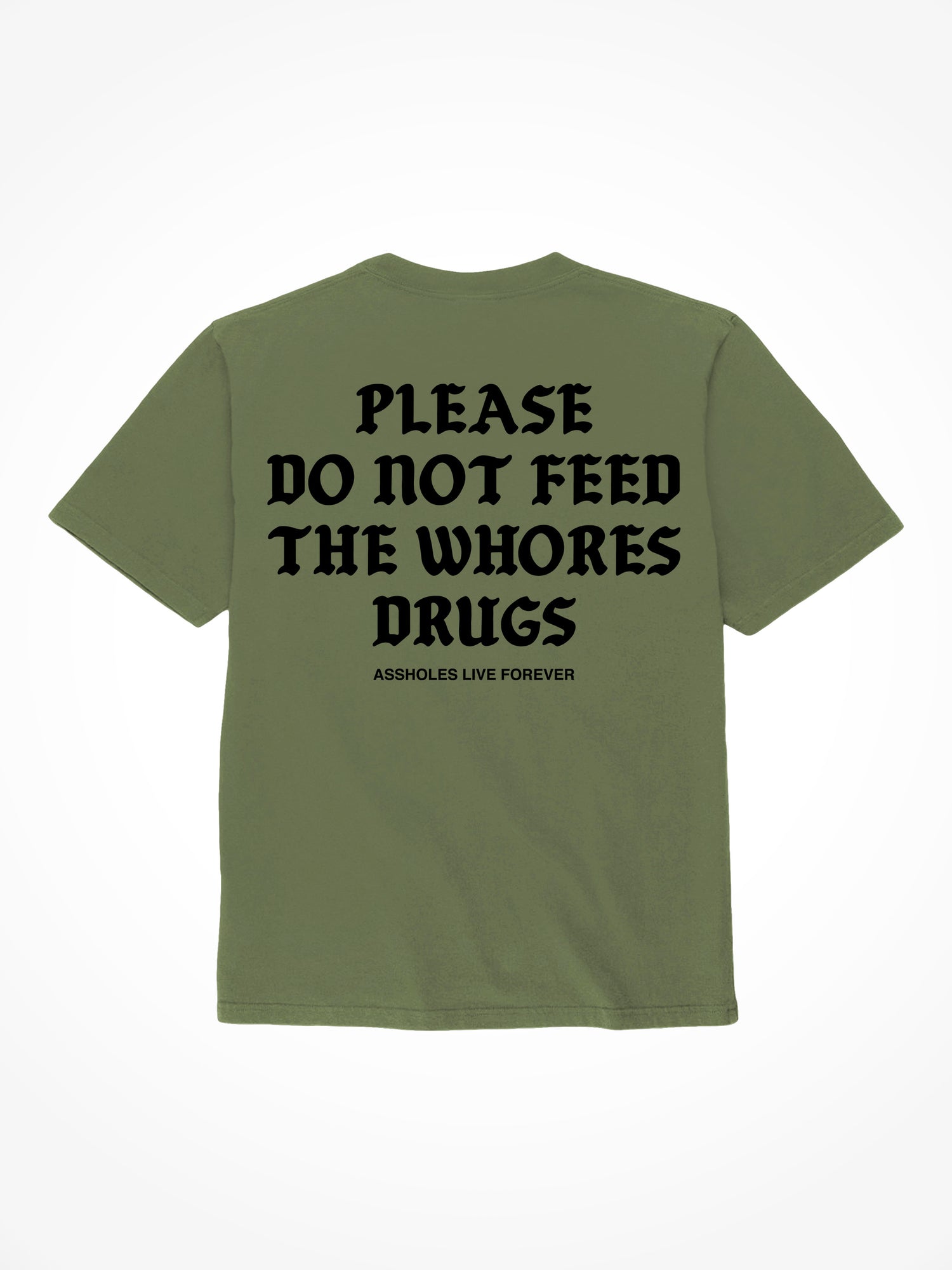 Please Do Not Feed The Whores Drugs Medieval - Military Green T-Shirt
