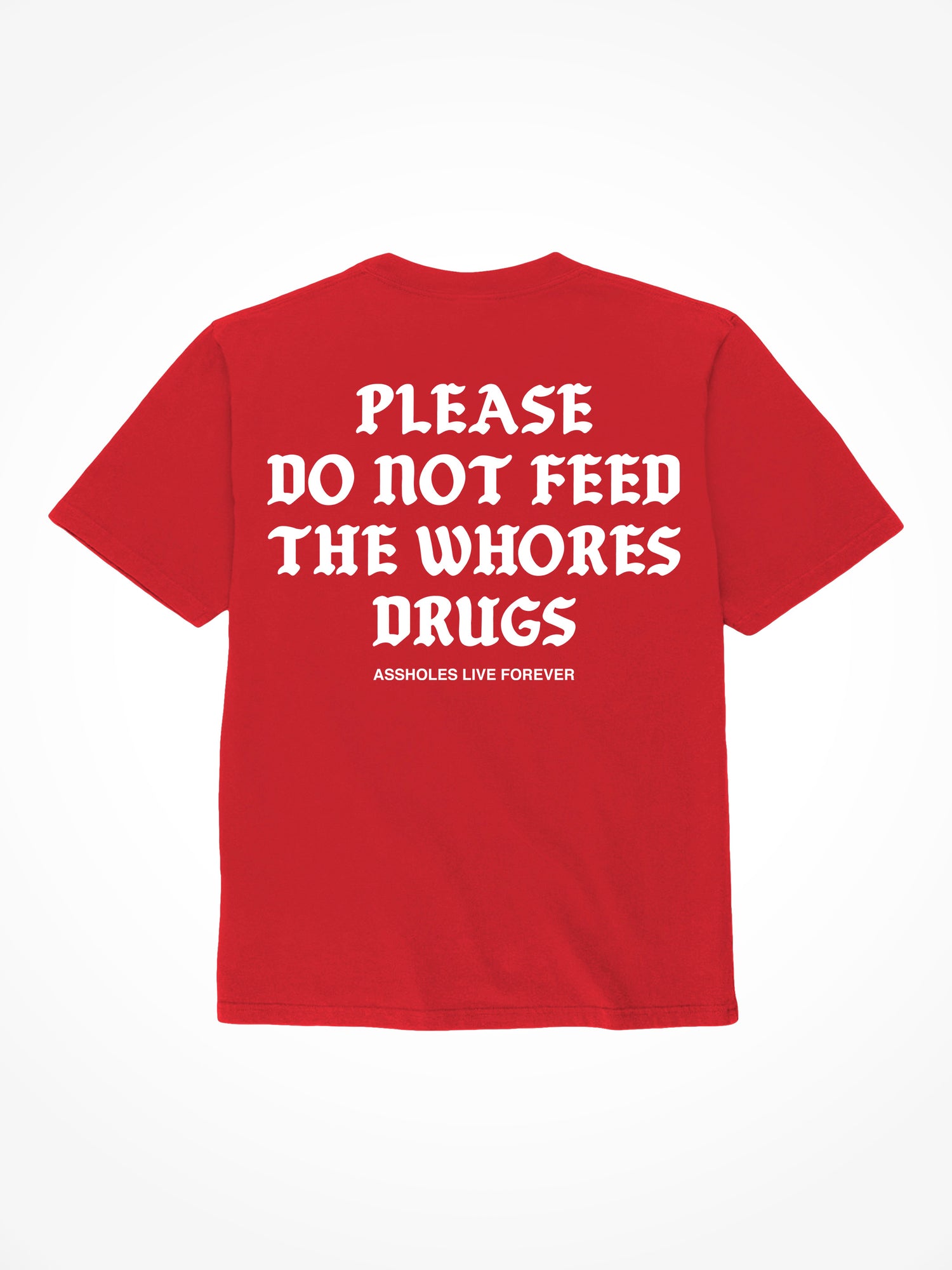 Please Do Not Feed The Whores Drugs Medieval - Red T-Shirt