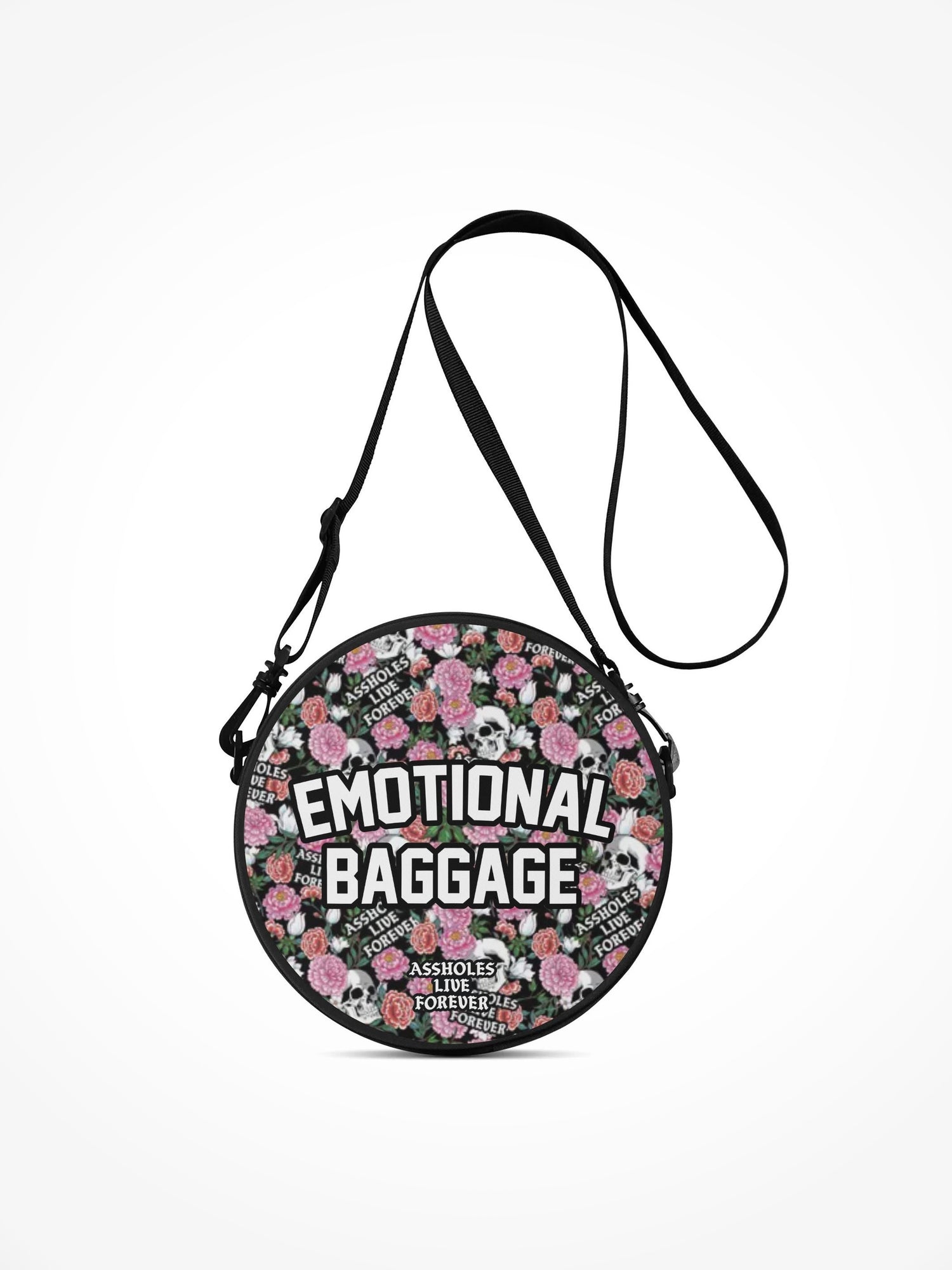 Round Bags - EMOTIONAL BAGGAGE SKULL FLOWERS
