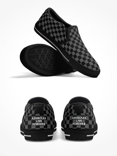 Mens Rubber Slip On Shoes ALF Checker Pattern