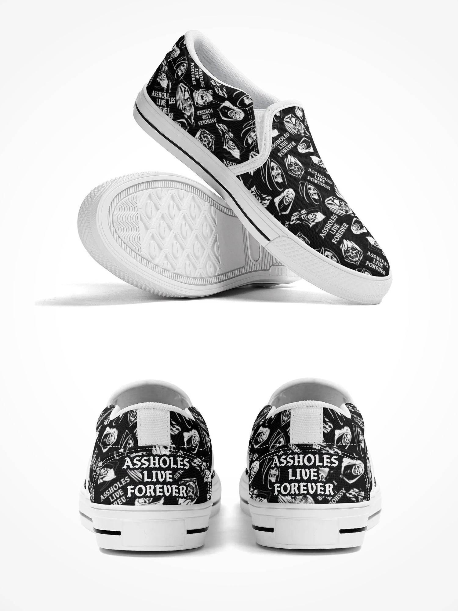 Mens Rubber Slip On Shoes - ALF Reaper Pattern White Sole