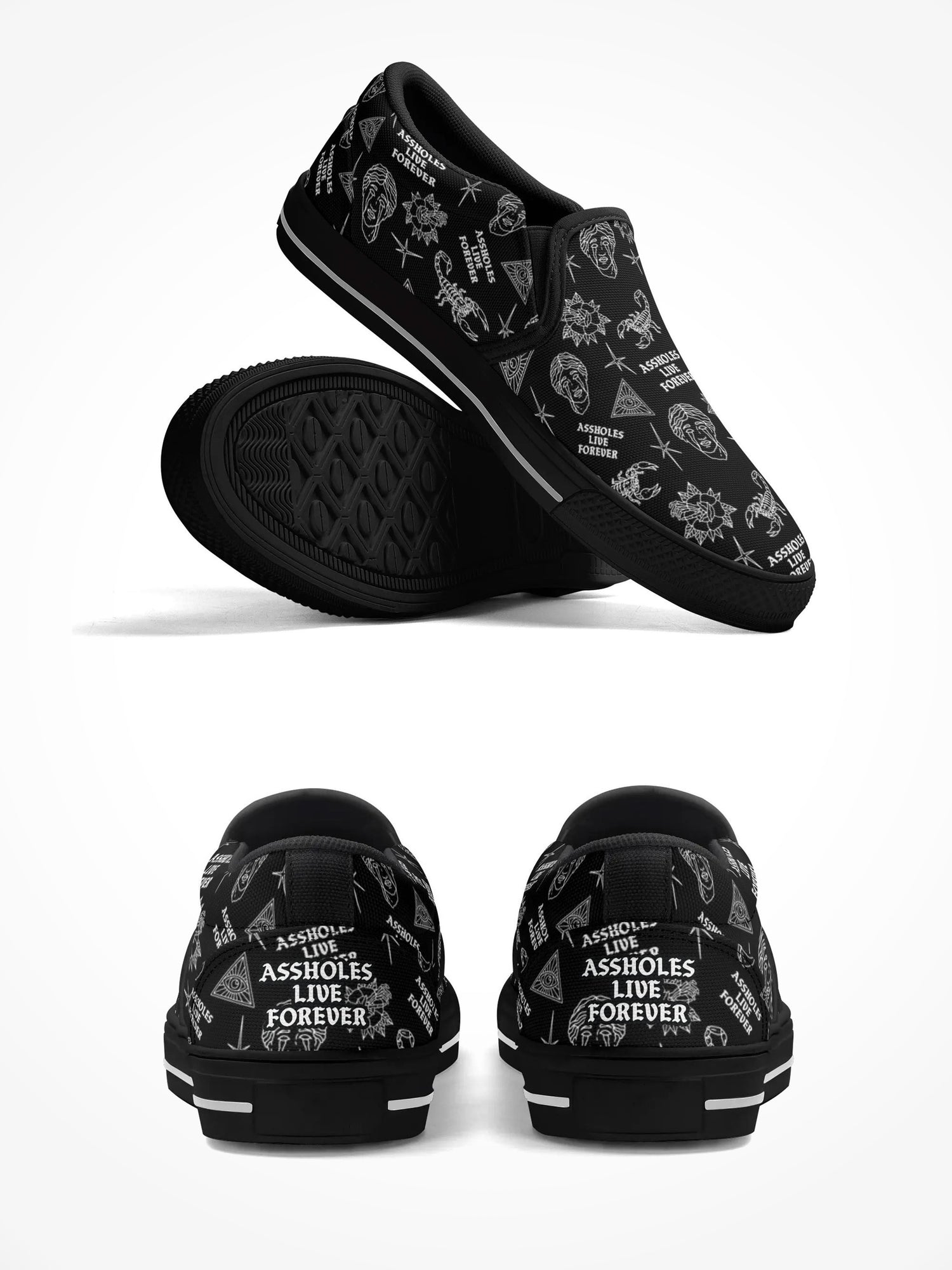 Mens Rubber Slip On Shoes - ALF Scorpion Black Sole