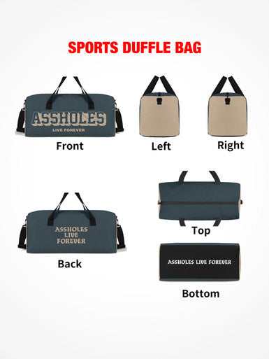 Sports Duffle - ALF Block Letters Navy/Beige
