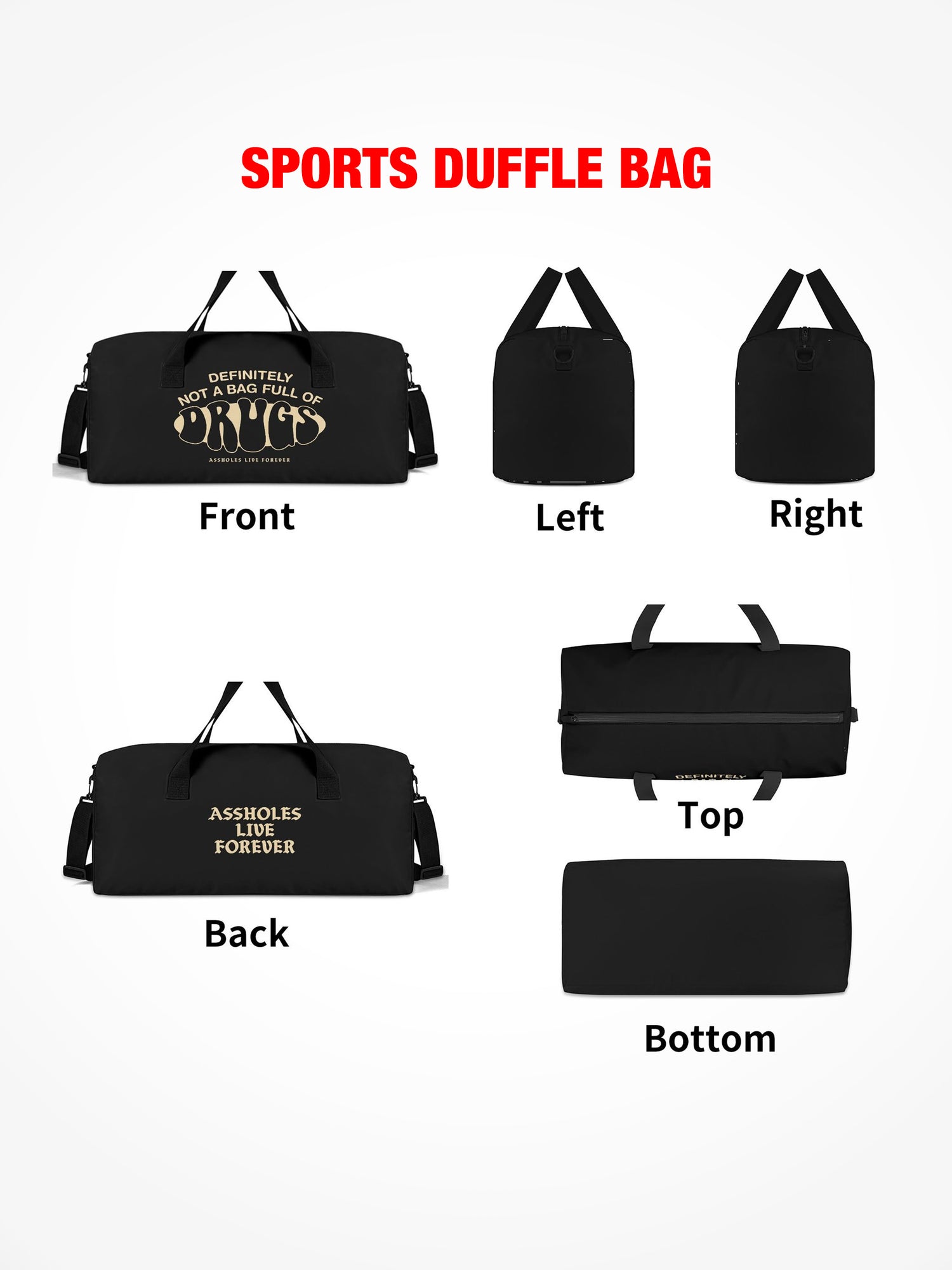 Sports Duffle - Definitely Not A Bag Full Of Drugs - Black