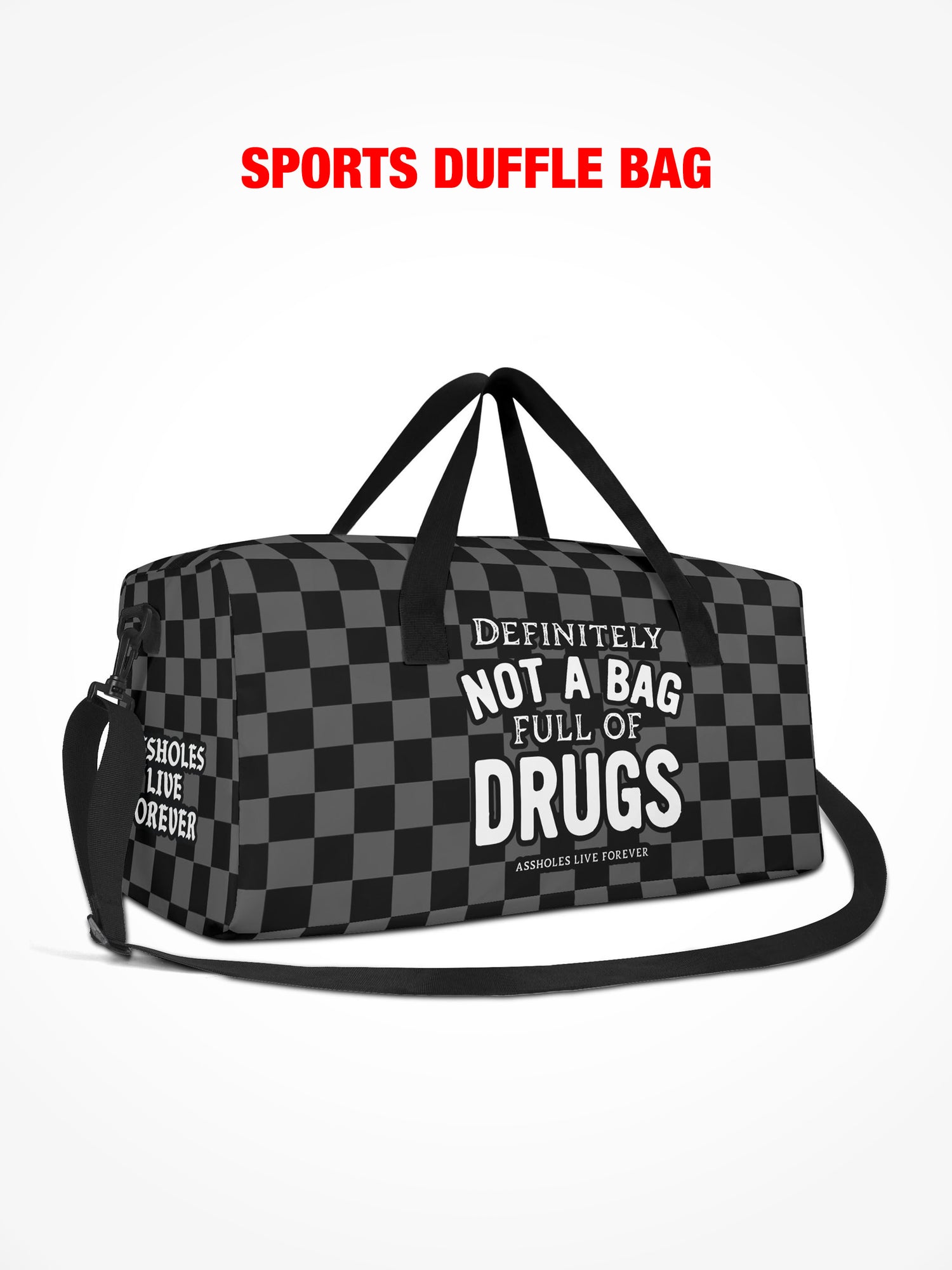 Sports Duffle - Definitely Not A Bag Full Of Drugs - Checkered
