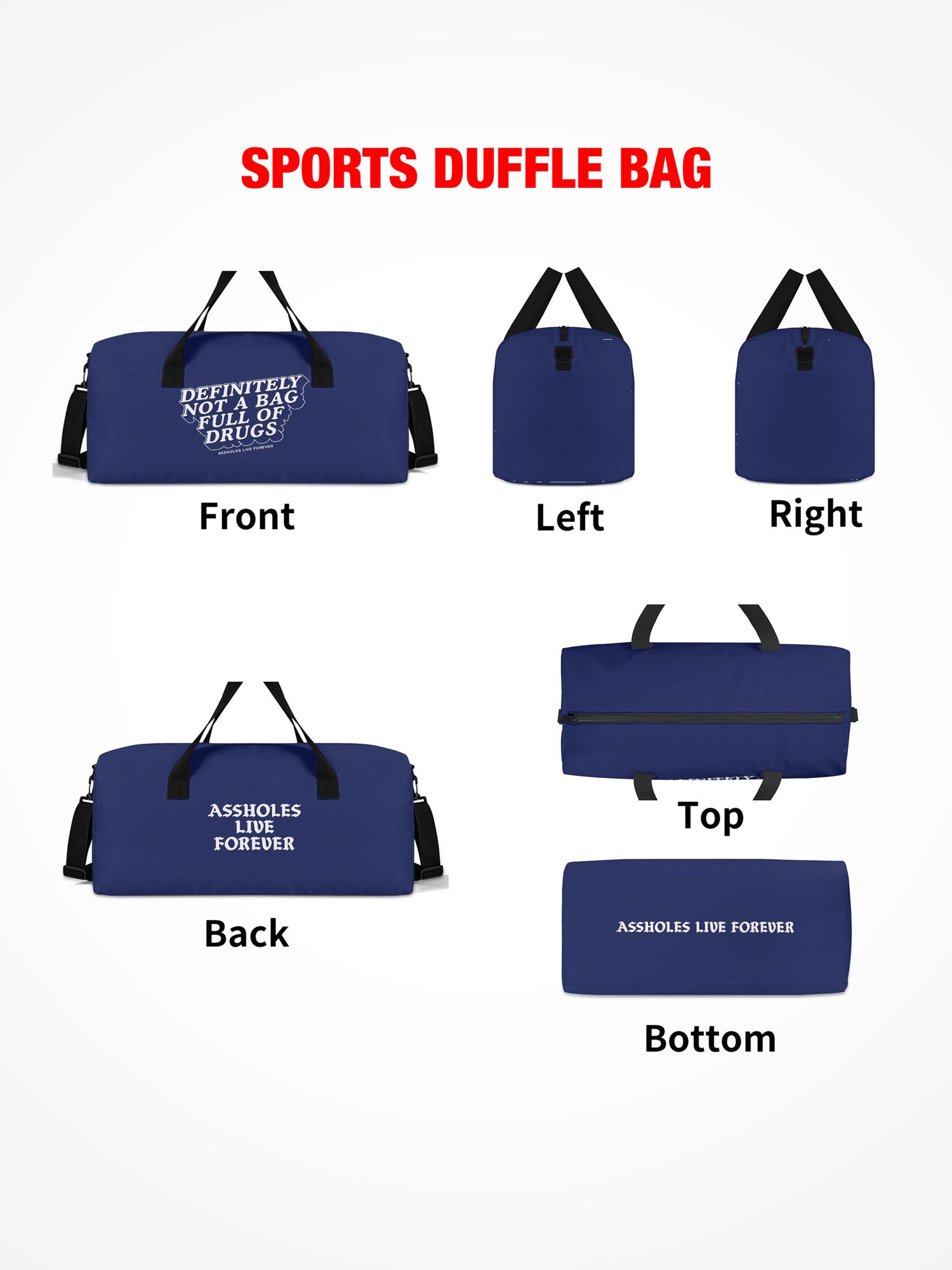 Sports Duffle - Definitely Not A Bag Full Of Drugs - Navy/Teal