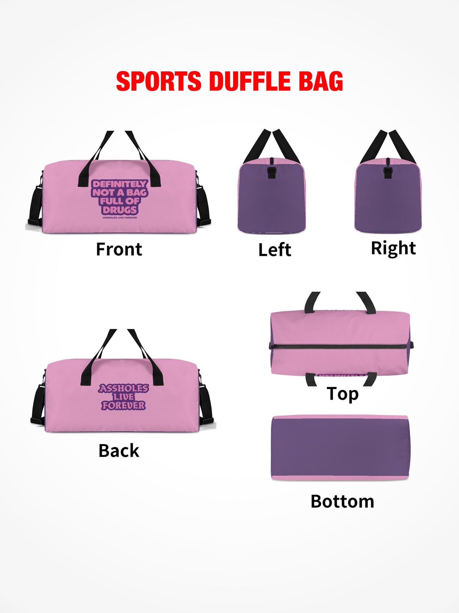 Sports Duffle - Definitely Not A Bag Full Of Drugs - Pink
