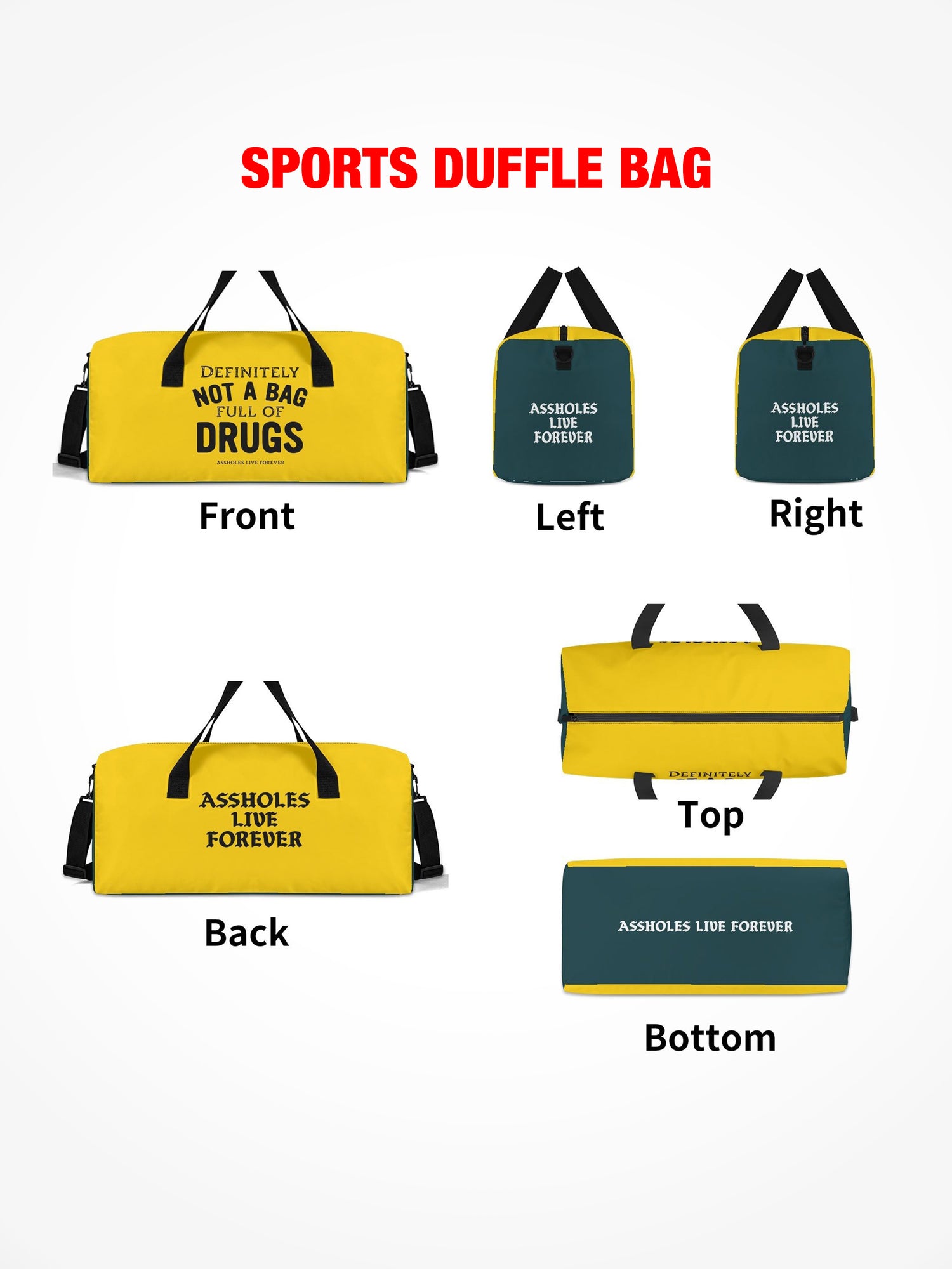 Sports Duffle - Definitely Not A Bag Full Of Drugs - Yellow