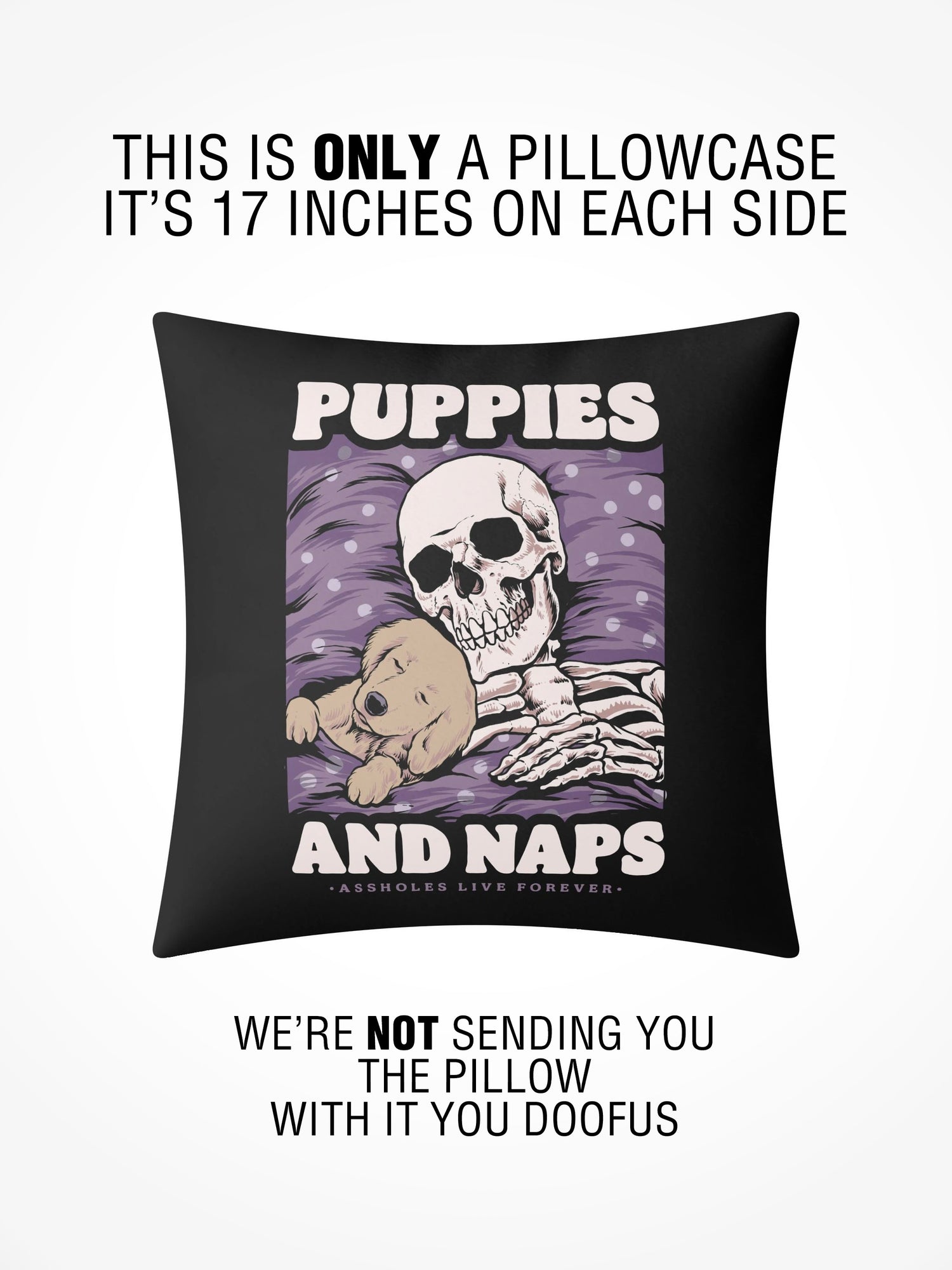 Pillow Case - PUPPIES NAPS BLACK