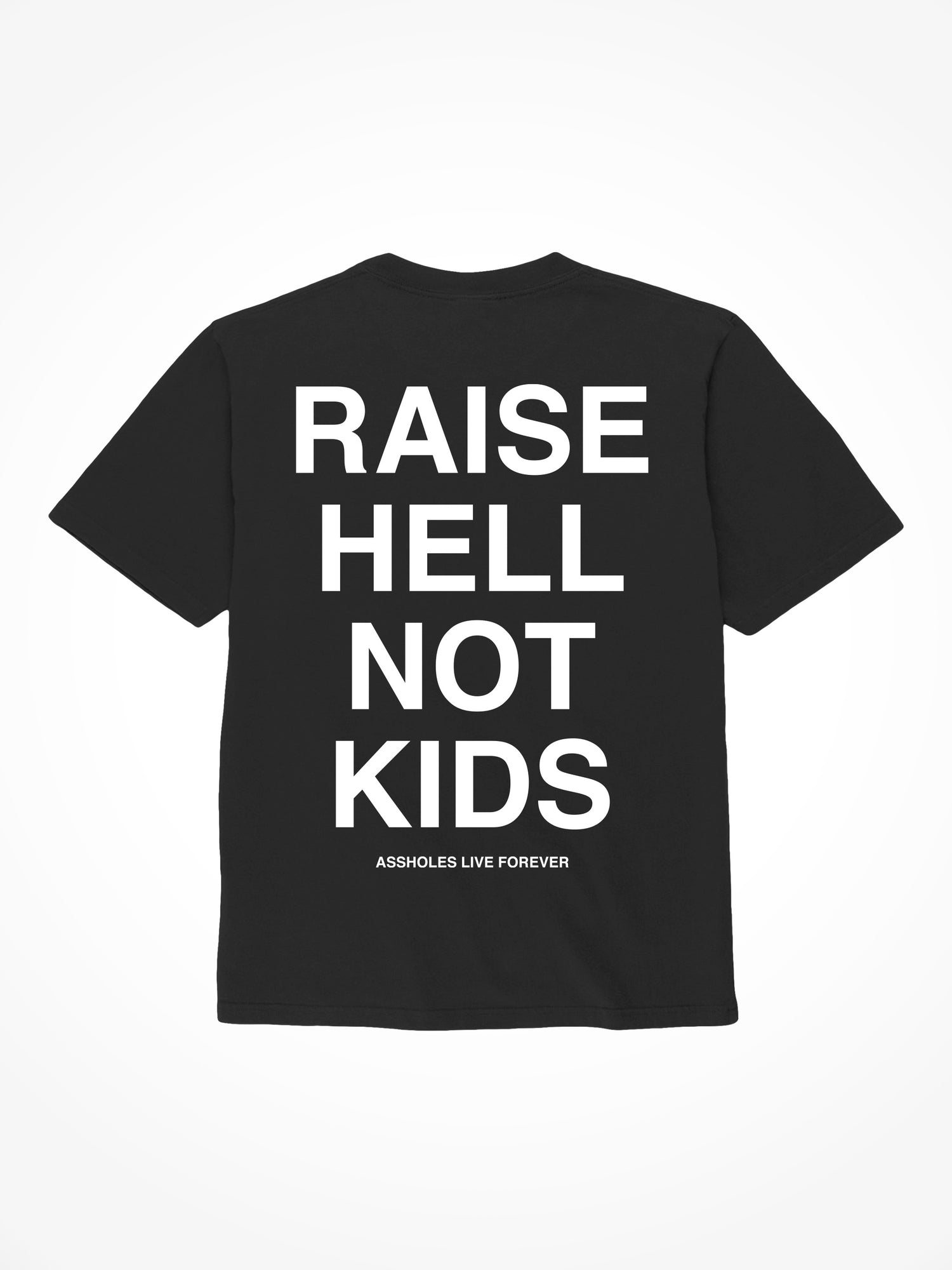 Raise Hell Not Kids - Black T-Shirt