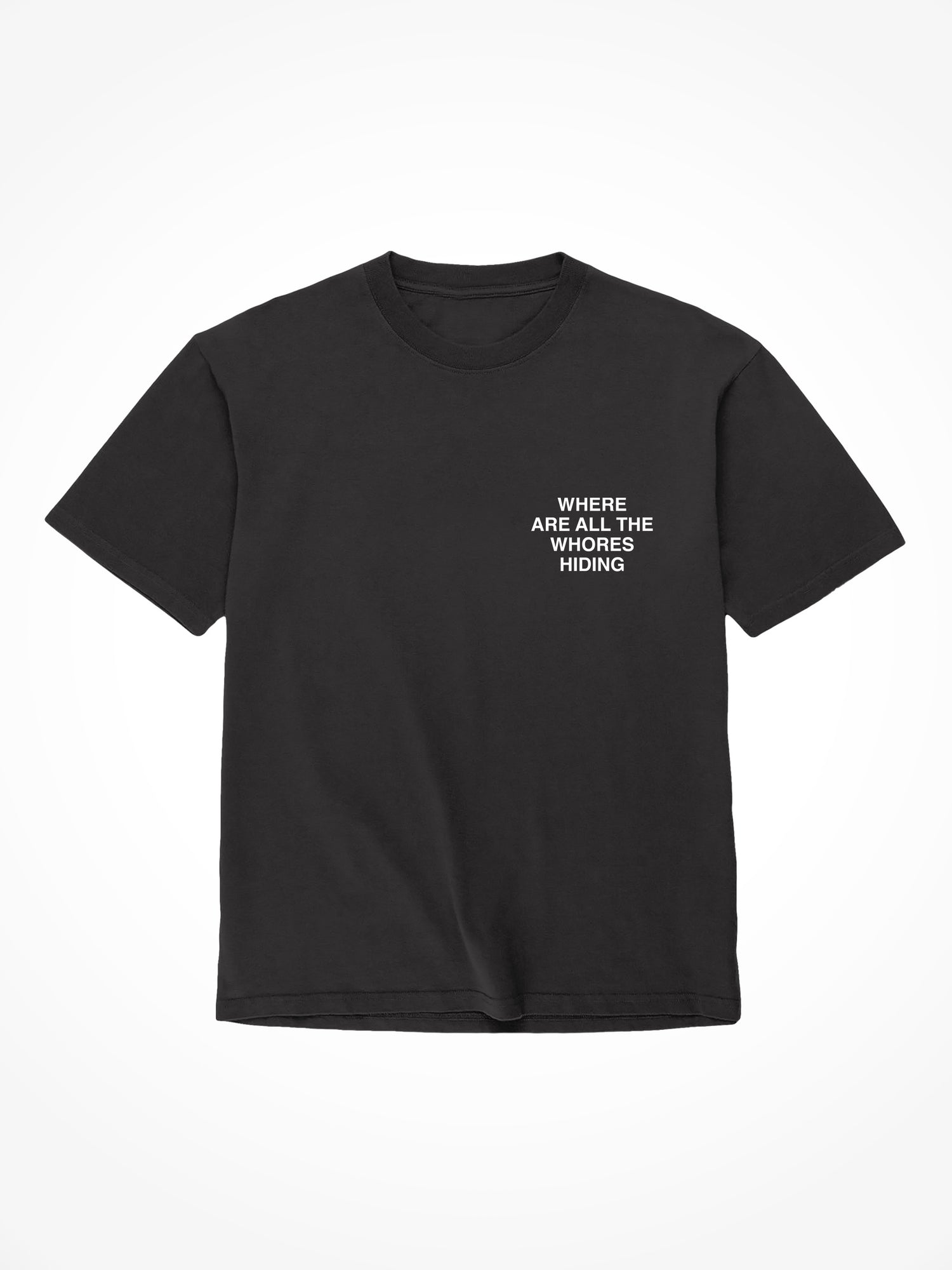 Where Are All The Whores Hiding - Black T-Shirt
