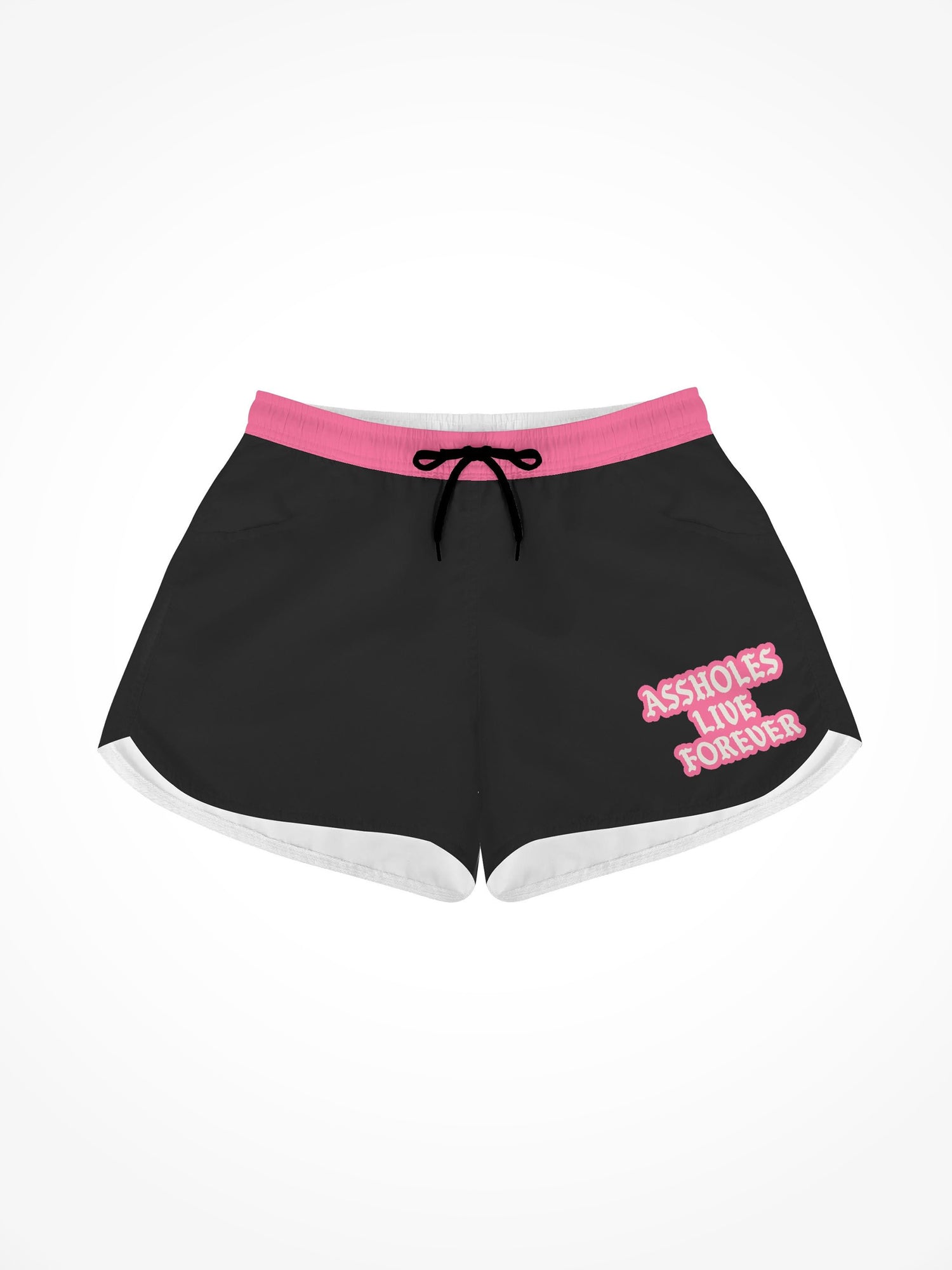 Womens All Over Print Casual Beach Shorts - ALF Black Pink