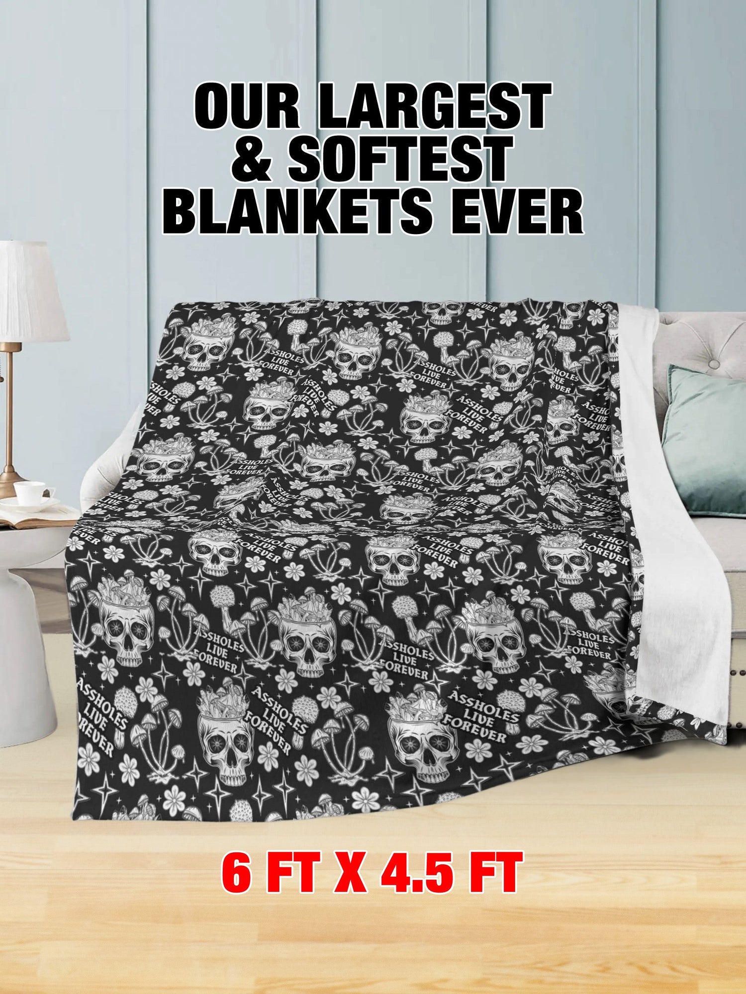 Fleece Blanket - Skull Crystal Mushroom